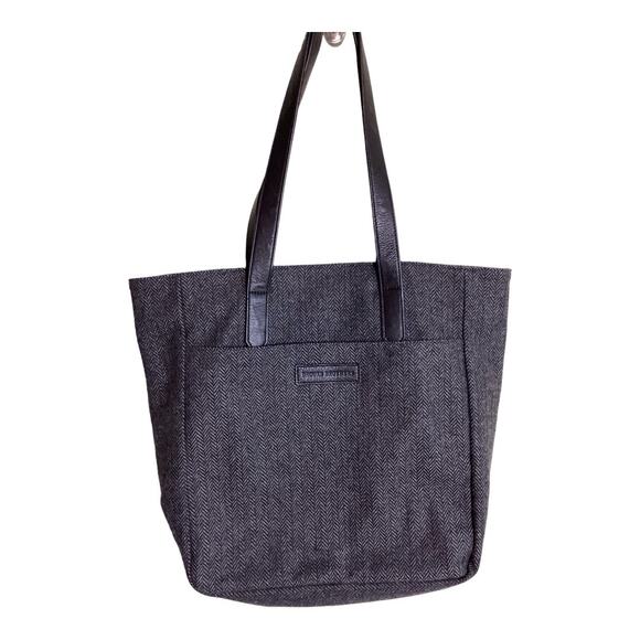Brooks Brothers Women Purse Herringbone Wool and leather Tote Top handle EUC - Picture 1 of 11